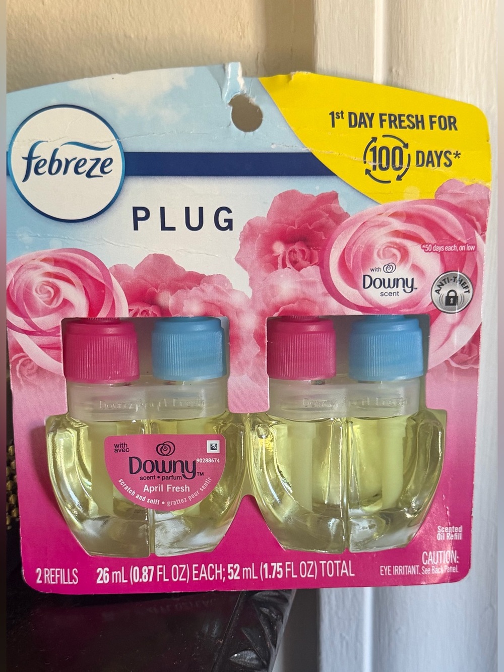 Febreze Plug-In Air Freshener Refills with Downy Scent – Pink and Blue Caps